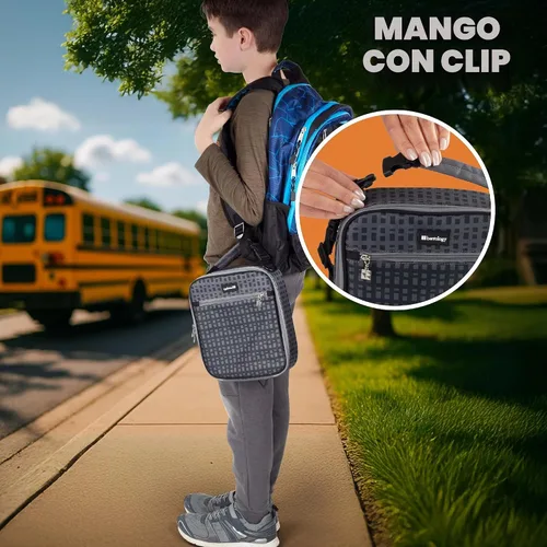 Vista 2 de Bentology Bolsa de almuerzo aislada para niños y tarro de comida de 13 Negro