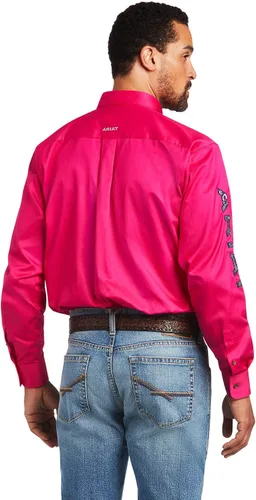 Vista 2 de ARIAT Camisa de sarga con logotipo del equipo para hombre Negro