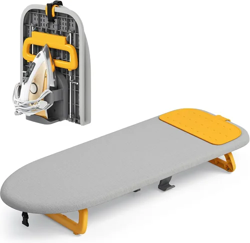 Vista 11 de KINGBOARD Tabla de planchar de mesa, pequeña tabla de planchar con soporte para planchar, mini tabla de planchar plegable, fácil almacenamiento