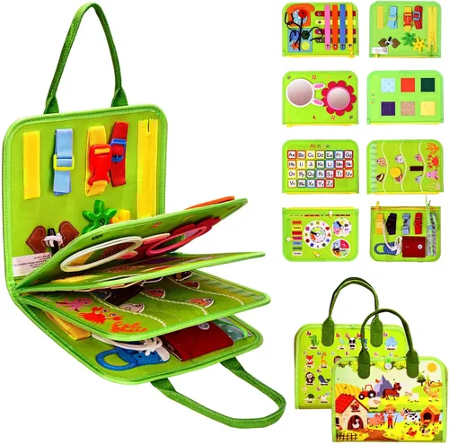 Vista 11 de JHkim Busy Board - Juguetes Montessori para niños y niñas de 1, 2, 3, 4 años Regalos, juguete sensorial para niños pequeños de 1 a 3 años