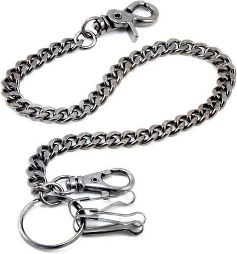 Vista 9 de Double K Basic Strong Strap Biker Trucker Key Jean Wallet Chain (17"/21") SLV/BLK CS146MLT