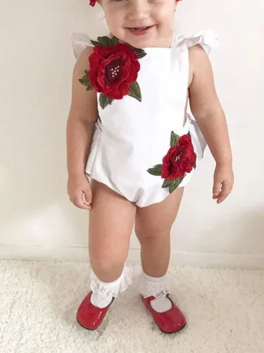 Vista 30 de Mameluco para bebé y niña, ropa floral para el verano, traje de verano