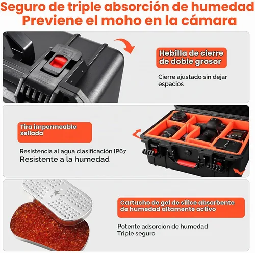 Vista 4 de Estuche rígido para cámara DSLR SLR lente impermeable viaje resistente a