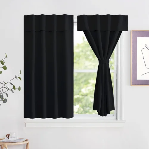 Vista 19 de NICETOWN Biscotti - Cortinas opacas para puerta francesa, color beige, 72 pulgadas de largo Cortina de ventana portátil de granja autoadhesiva