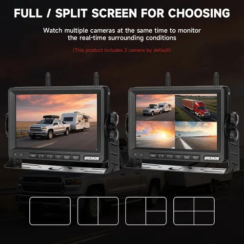 Vista 7 de Cámara de respaldo inalámbrica, cámara de respaldo para caravana con monitor HD de 7 pulgadas, sistemas de cámara de respaldo dual para camión
