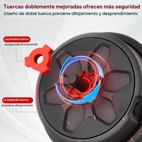 Vista 2 de KEY2FUN Mancuernas ajustables, juego de pesas libres de 22/33/44/66/88 libras con conector, juego de pesas 4 en 1 utilizado como pesas rusas, barra