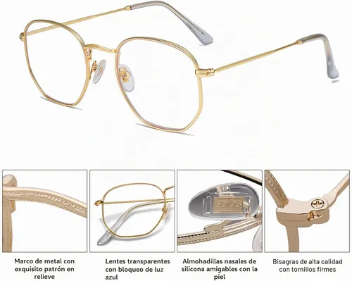 Vista 3 de SOJOS Small Blue Light Blocking Glasses Hexagonal Eyeglasses Frame Anti Blue Ray Glasses One and Only SJ5036