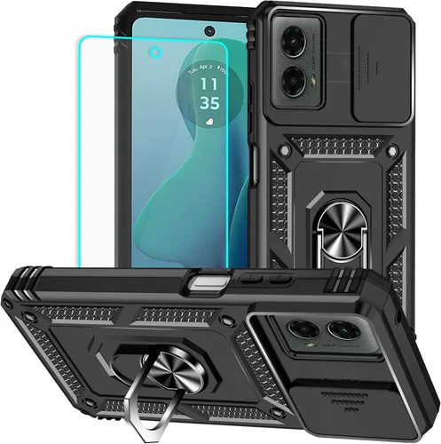 Vista 11 de Funda para Moto G 5G 2022 con protector de pantalla: resistente, soporte giratorio de grado militar 360, funda protectora a prueba de golpes