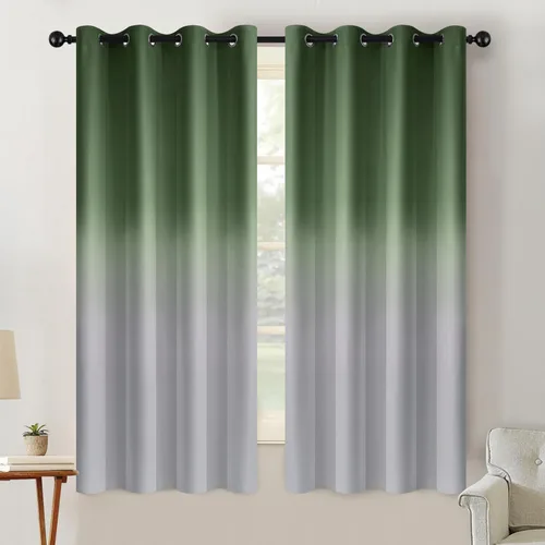 Vista 214 de SimpleHome Cortinas degradadas degradadas para oscurecer la habitación de 36 pulgadas de largo para dormitorio, con ojales y bloqueo de luz Negro