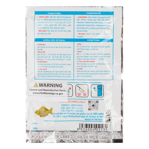 Vista 3 de Vietnamita Hiep Long Jelly Agar Powder 3D 0.42 oz - Bot Rau Cau Con Ca Deo 1 bolsa x 0.42 oz