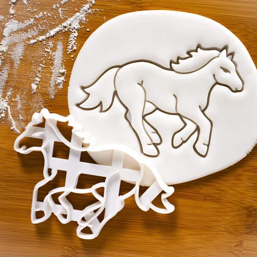 Vista 6 de Juego de 2 cortadores de galletas de caballo - Cabeza de caballo y diseños de correr, 2 piezas - Bakerlogy