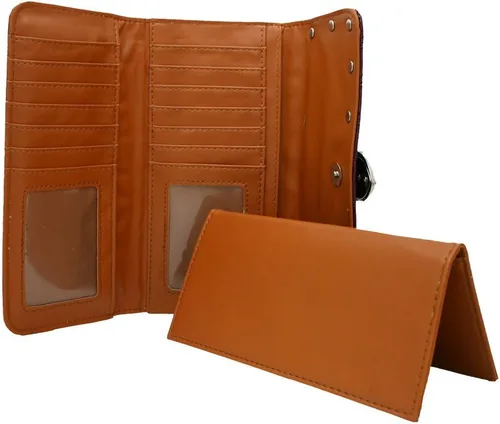 Vista 3 de Cartera occidental con cinturón de hebilla de diamantes de imitación y chequera - marrón, Marrón