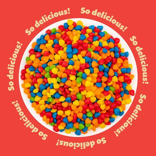 Vista 3 de Mini Candy Hearts Bolsa de 1 libra Caramelo duro de sabores de frutas surtidos Corazones de arcoíris para bufés de dulces, aperitivos