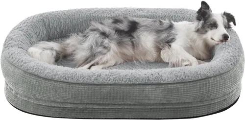 Vista 17 de JOEJOY Cama ortopédica para perros medianos, cama para mascotas de espuma viscoelástica con laterales de refuerzo, forro impermeable, funda