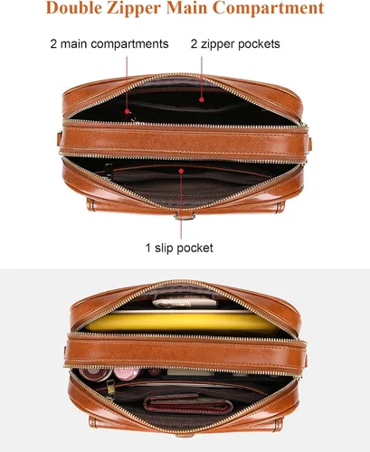 Vista 4 de Over Earth Leather Crossbody Purses Messenger Bag for Women with Double Main Pockets