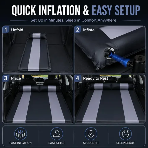 Vista 5 de Colchón inflable para Geely Monjaro SUV, cama de aire para automóvil con almohada para viajes de campamento, almohadilla de dormir portátil de carga
