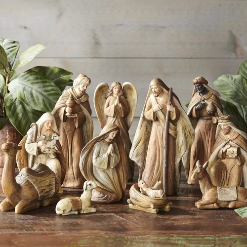 Vista 3 de Raz - Juego de 11 figuras navideñas de resina de 9.5 pulgadas