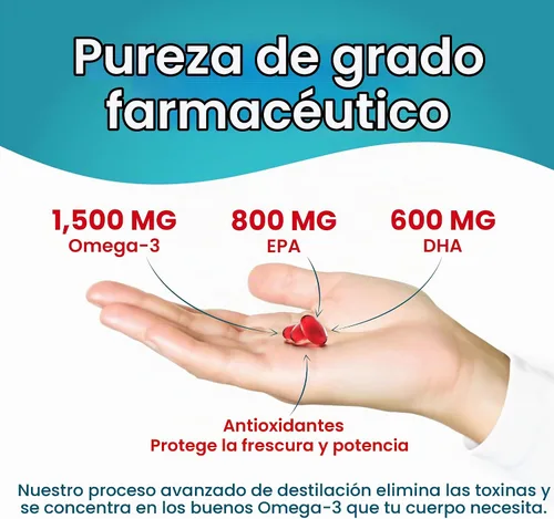 Vista 8 de Mini cápsulas blandas de aceite de pescado – Triple fuerza – Fórmula avanzada – 1500 mg Omega 3 con EPA y DHA – Más pequeño que una moneda de diez