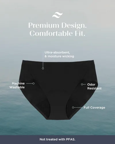 Vista 5 de saalt Calzoncillo sin costuras – Ropa interior de época – Regular, pesado y súper absorbente – Sustituye a las almohadillas y tampones