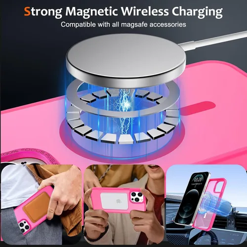 Vista 1247 de Anuck - Funda magnética para iPhone 11 compatible con MagSafe, carcasa trasera mate translúcida dura, borde de TPU, delgada, resistente a impactos