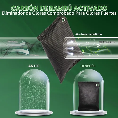 Vista 7 de Desodorante de carbón activado (11 x 3.53 oz), bolsas de purificación de aire de carbón de bambú, adecuadas para deshumidificar, hogar