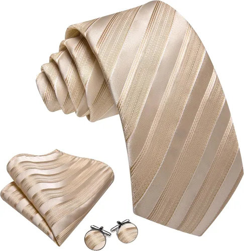 Vista 158 de Barry.Wang Juego de corbatas para hombre, corbata de seda a rayas, tejido a cuadros, gemelos formales, negocios, boda