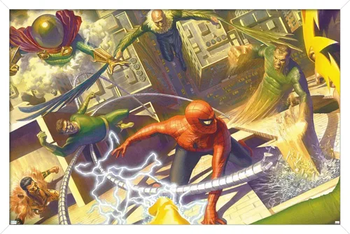 Vista 15 de Trends International Póster de Marvel Comics - Spider-Man - Battle with Sinister Six, 14.725 x 22.375 in, versión enmarcada de Barnwood