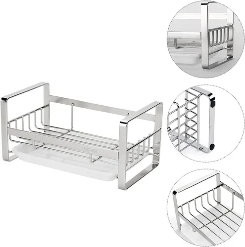 Vista 4 de Soporte de esponja para fregadero, cesta de fregadero de cocina, estante de almacenamiento de cocina, estante de almacenamiento de cocina, soporte