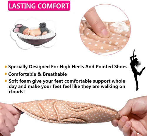 Vista 4 de Plantillas para zapatos, plantillas de zapatos para mujer, plantillas de tacón alto, (2 pares beige) insertos de cojín de zapatos transpirables