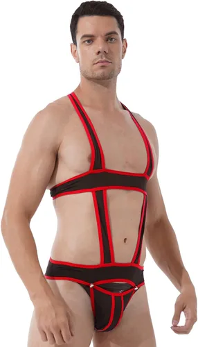 Vista 3 de ACSUSS Body elástico en el pecho para hombre, leotardo, ropa interior de lucha libre