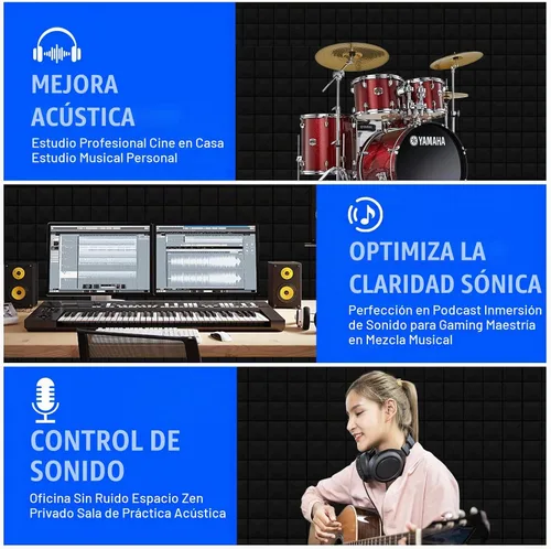 Vista 7 de 48 Pack Acoustic Panels 12 x 12 x 2 Inches, Sound Proof Foam Panels for Wall