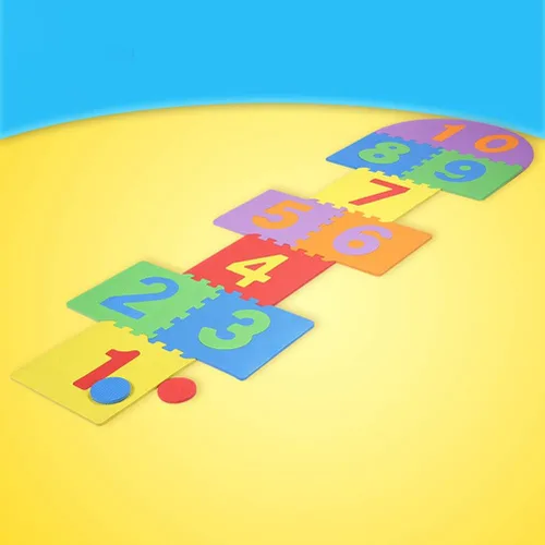 Vista 5 de ICRPSTU Hopscotch - Tapete de espuma entrelazado de rompecabezas para niños, tapete gigante de Hopscotch para interiores y exteriores, jardín