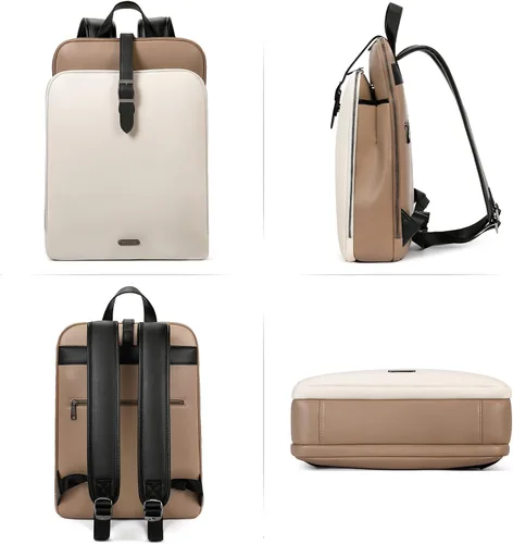 Vista 6 de CLUCI Mochila de cuero para mujer, bolsa para laptop de 15.6 pulgadas, mochila de trabajo grande para viaje, Grande, Mochilas de mochila