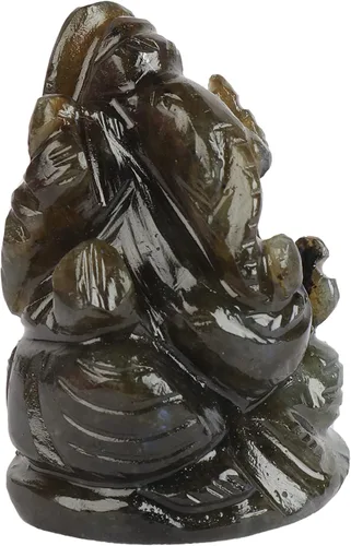 Vista 2 de GEMHUB Estatua de Ganesha 214.00 quilates Dios hindú del éxito Labradorita Estatua del Señor Ganesha, Gema, Ruso - Labradorita