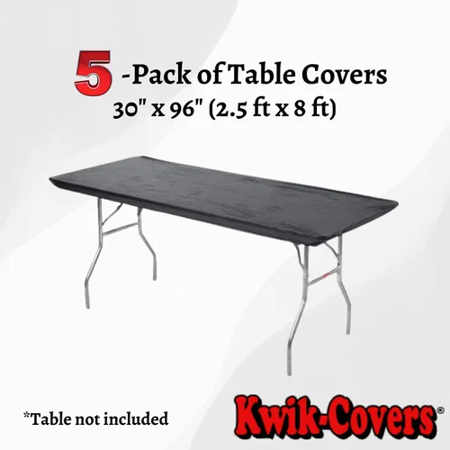 Vista 2 de Fundas plásticas rectangulares Kwik-Covers de 8 pies (2,4 m), 30 x 96 pulgadas, paquete de 5, Negro
