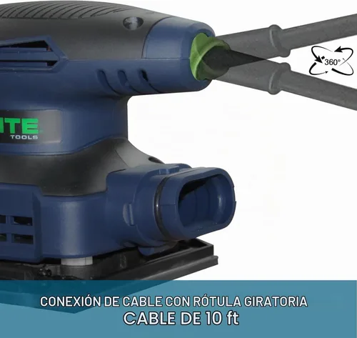Vista 5 de Zeite - Lijadora de 1/4 de hoja de 2.4 amperios con 12 piezas de papel de lija, lijadora eléctrica de palma para carpintería, cable de 10 pies