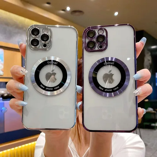Vista 6 de Uioeua - Funda magnética transparente compatible con iPhone 13 Pro Max, revestimiento de lujo, brillante, transparente, a prueba de golpes