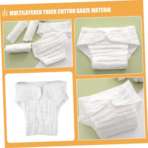 Vista 8 de ERINGOGO 5pcs Reusable Cotton Diapers High Absorbency Nappy Liners for Potty Training Swimming White Months Cloth Diaper