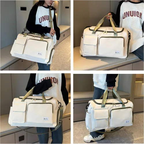 Vista 160 de Pequeña bolsa de gimnasio para mujer, bolsa de viaje con compartimento para zapatos