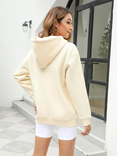Vista 2 de ATTRACO Sudaderas con capucha de gran tamaño para mujer, sudaderas casuales con bolsillo de forro polar con capucha