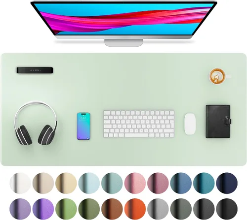 Vista 22 de Aothia - Protector de escritorio de cuero sintético grande, base antideslizante para mouse y superficie para escribir, impermeable, fácil de Agua