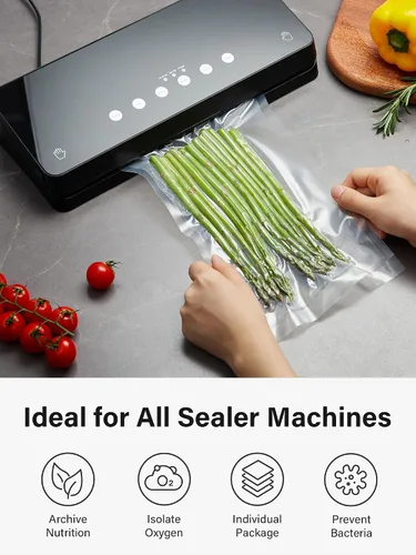 Vista 3 de Kootek Bolsas selladoras al vacío de 8 x 150 pies para alimentos con dispensador de cortador, bolsas de sellado al vacío de grado comercial, sin