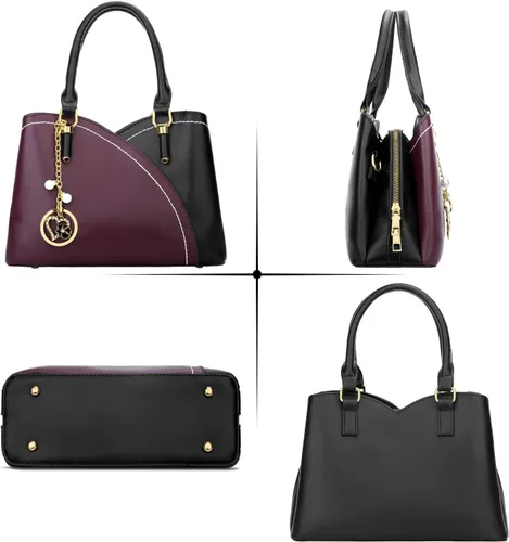 Vista 17 de KKXIU Monederos y bolsos de mano con triple compartimento para mujer, bolso de mano con asa superior