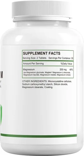 Vista 2 de HUJ Suplemento Complejo de Magnesio - Cinco Tipos de Magnesio - Apoya la Producción de Energía, Relajación Muscular y Salud Cardiovascular* - 60