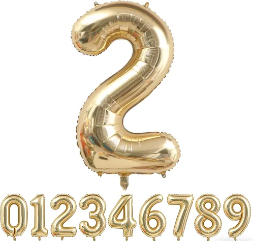 Vista 53 de Globo dorado claro con el número 0 de aluminio de 40 pulgadas, color oro champán, globo de helio 0 Mylar Oro claro 0