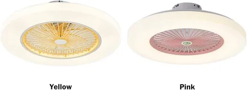 Vista 8 de Ventilador de techo moderno con luces amarillo de perfil bajo ventilador de techo LED de montaje empotrado con mando a distancia