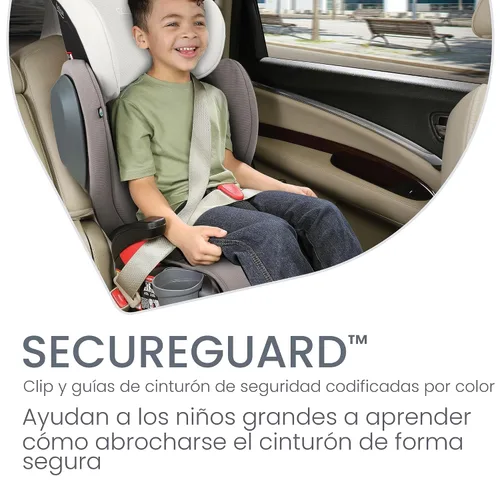 Vista 4 de Britax Highpoint - Asiento elevador de posicionamiento con cinturón y sin espaldar, SafeWash, gris ombré