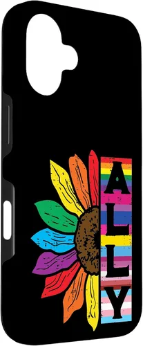 Vista 3 de iPhone 16 Lgbt Gay Ally Sunflower Rainbow Pride Flag Men Women Kids Case