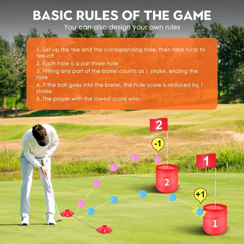 Vista 2 de Juego de cubo de golf al aire libre, juguetes de práctica de golf para familia, adultos y niños, campo de golf portátil para patio trasero, césped