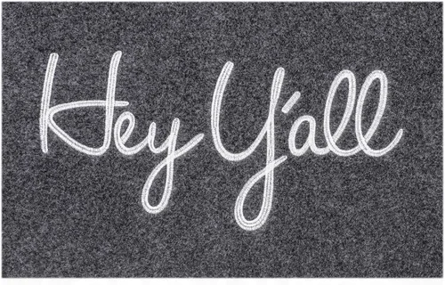Vista 10 de Tapete de bienvenida al aire libre con texto en inglés "Hey Y'all" para puerta delantera, con parte trasera de goma, tapete